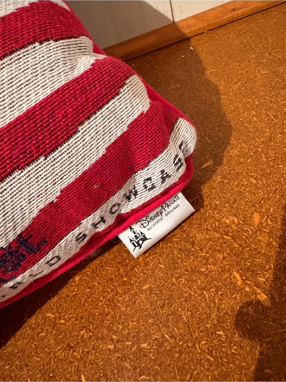 Disney Red and White Striped Knit Pillow